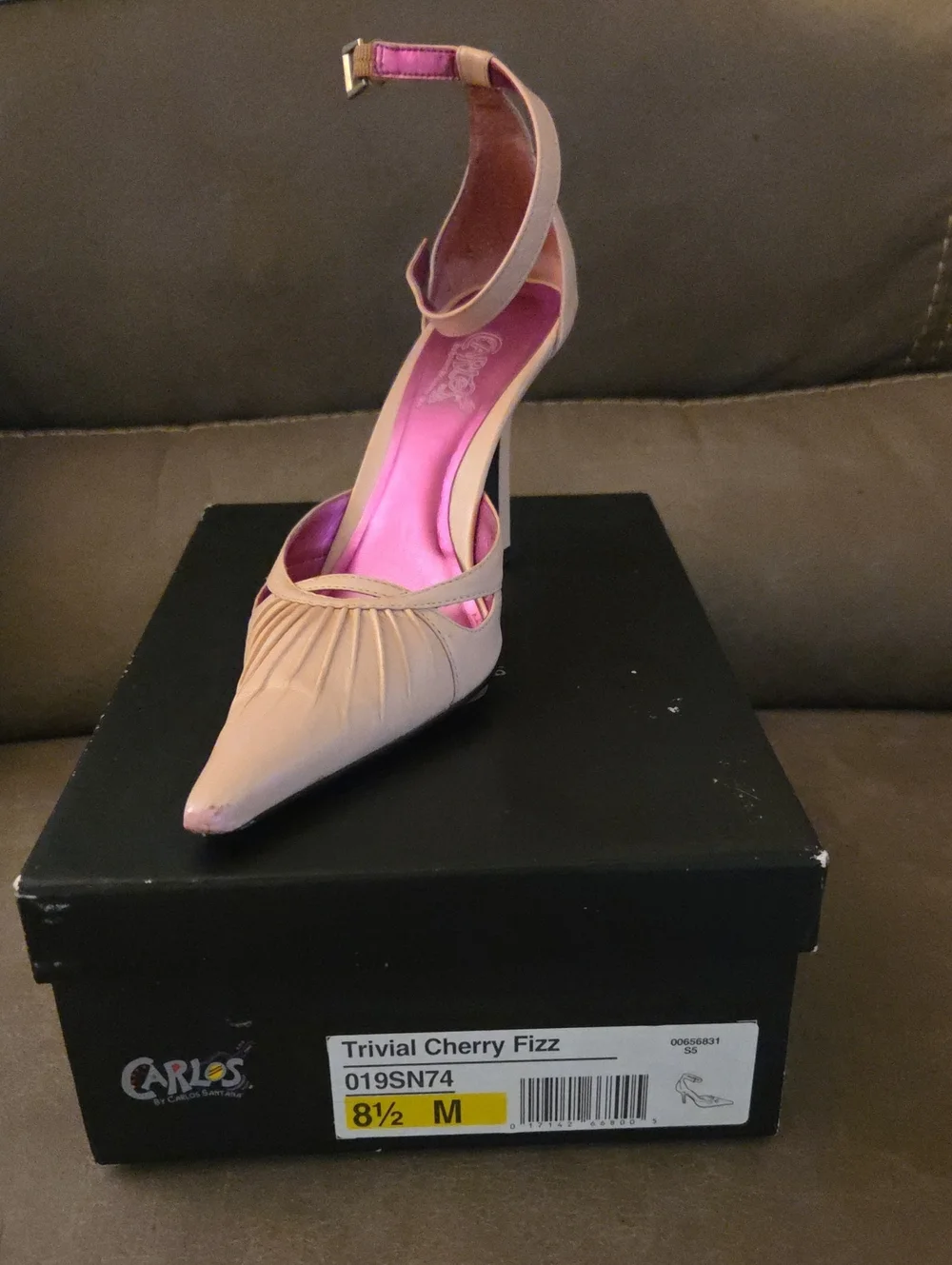 Carlos by Carlos Santana Two-Tone Pink and Beige Pointed Ankle-Strap Pump